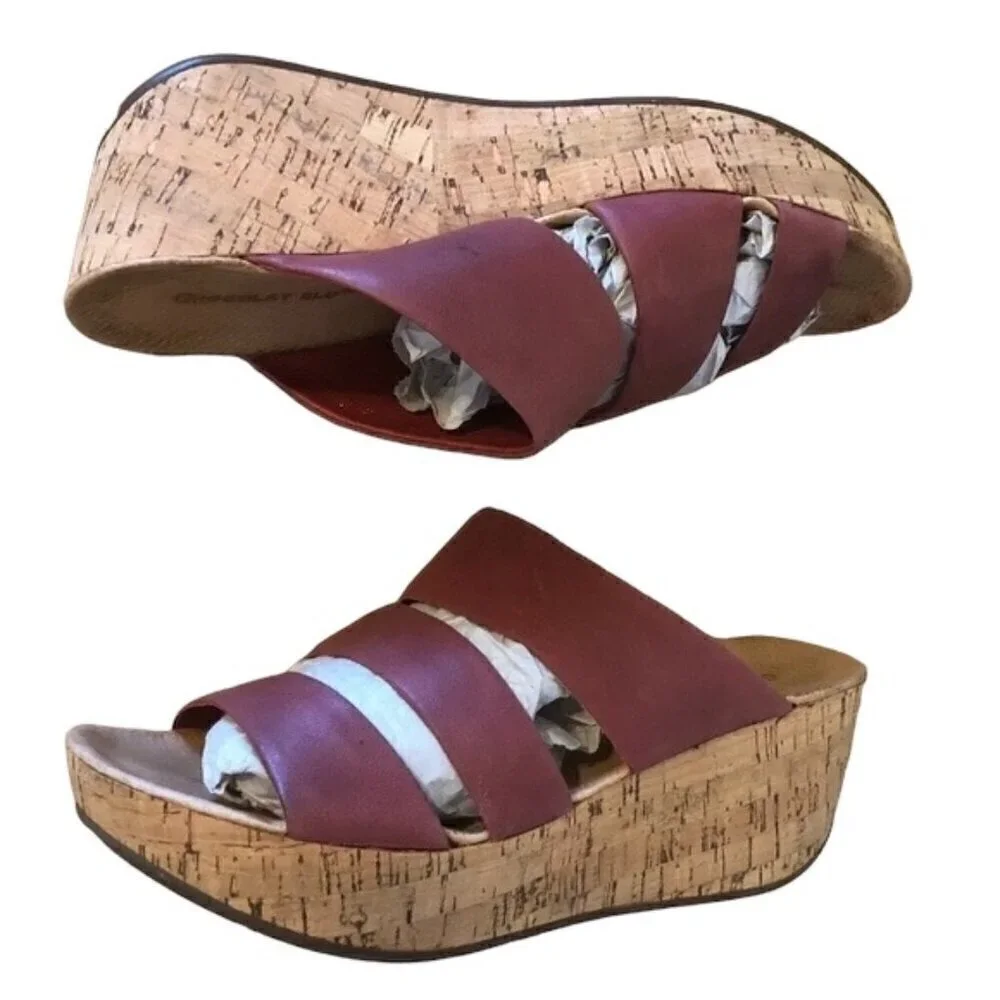 Chocolat Blu Wedge 7.5 Sandals Morgan Women's Triple Band Leather Platform